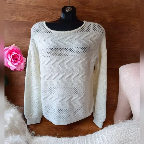 Belle By Belldini Sweaters Belle By Belldini Ivory Boat Neck